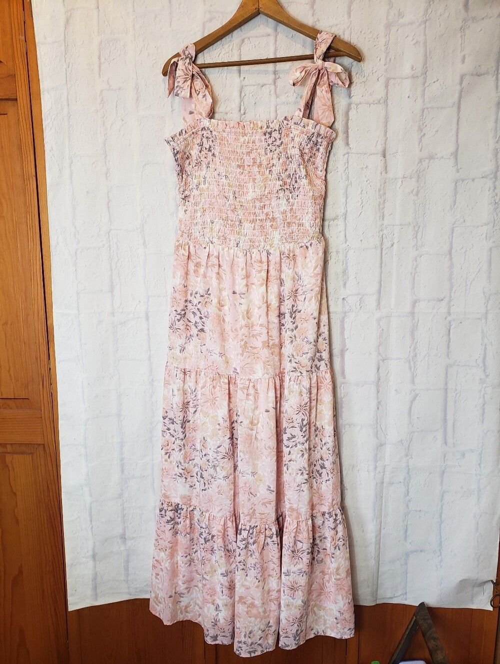 SHE + SKY Smocked Tiered Maxi Dress Large